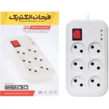 محافظ برق شش خانه فرحان الکتریک مدل FP 666 کابل 1.5 متر